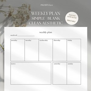 Minimalist Weekly Planner Template: Simple Clean Design (printable PDF) - Etsy Australia