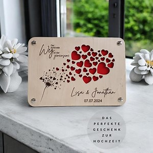 Geldgeschenk Hochzeit Holz personalisiert – Geldkarte Brautpaar, Silberhochzeit, Erinnerung – Hochzeitsgeschenk mit Herzmotiv - Etsy.de