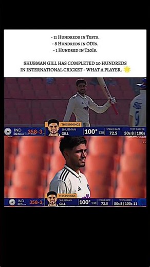 Shubman Gill Century 🥶📈 #indvsafg #cricket #shortsfeed