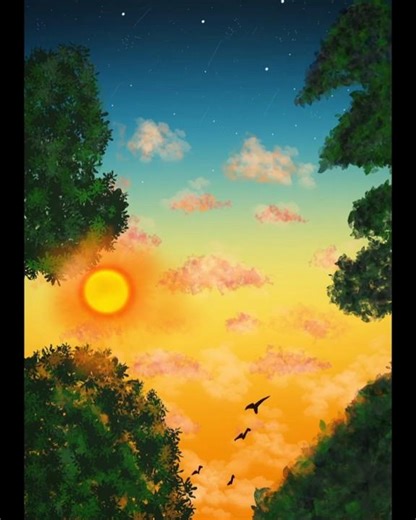 WOW! This Sunset Digital Painting Was ALL Done in Procreate on iPad 🌅✨ #Shorts