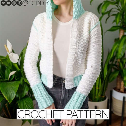 Crochet Hooded Bomber Jacket Pattern: Alpine Detail, Pockets (PDF Download) - Etsy