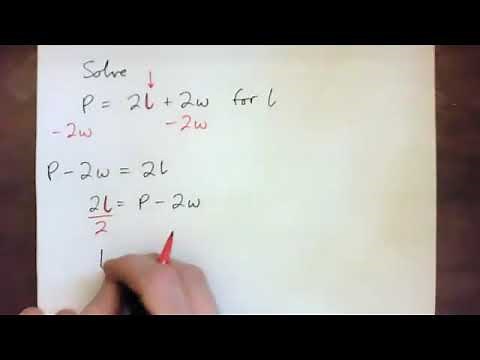 Solve the Formula P = 2l + 2w for l