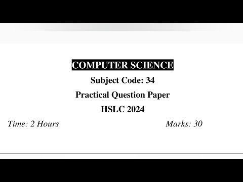 HSLC 2023 - Computer Science Practical Question Paper