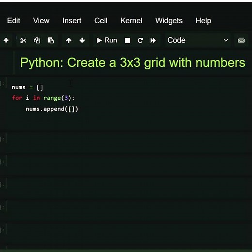 #python : Create a 3x3 grid with number