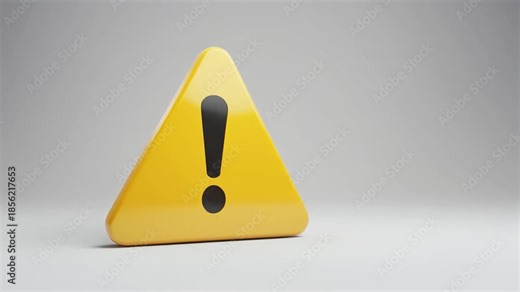 3D warning triangle icon representing alerts, risks, safety notices, and caution messages.