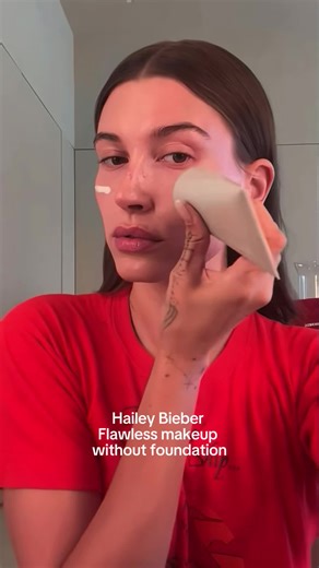 Hailey Bieber's Flawless Makeup Routine Without Foundation