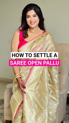 Jagisha Upadhyay | Saree open pallu tip we should all know ♥️ Does your saree lift from the back? Try this tip next time 😇 Saree - @drape_divaa Blouse -... | Instagram