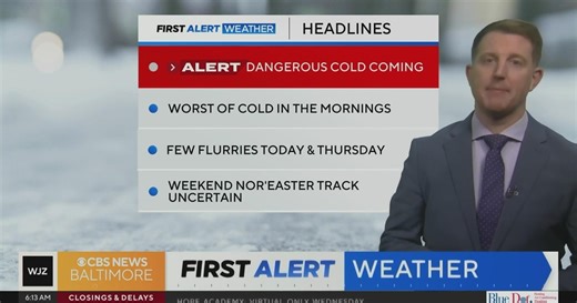 Dangerously cold Thursday and weekend storm possible in Maryland