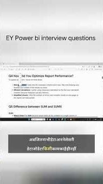 EY Power BI Interview Questions | Data Analyst