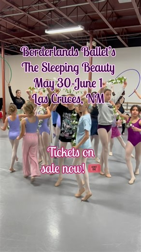 Waltzing the day away! 🩰 Level II Ballet students are having a blast rehearsing the 💐 Garland Waltz 💐 for Borderlands Ballet’s The Sleeping Beauty. The LCSDM students are very excited to join the Borderlands Ballet dancers onstage and perform with a live orchestra! 🎻 We can’t wait to bring this fairytale ballet to the Las Cruces community! 🧚🏼 See these incredible dancers perform in Borderland Ballet’s The Sleeping Beauty | May 30-June 1, 2025 | NMSU Center for the Arts (Primary B and Level