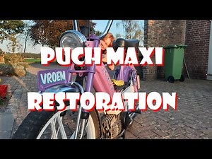 Puch maxi moped restoration, including rust removal from the petrol tank and spraying of paint.