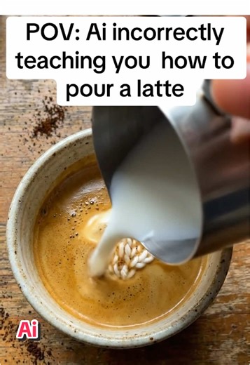 If Ai ever teaches us how to pour a latte, we’re cooked. #aigenerated #latteart #coffeetutorial