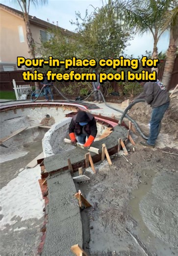 Pouring coping on this new pool build in Winchester,CA! Make sure you’re following us so you can see how this project looks when it’s finished. #poolconstruction #constructionlife #poolbuilder #constructiontiktok #custompools