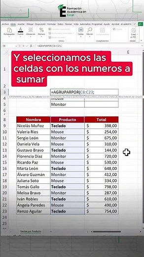 Sum your data by groups and filter using the GROUPBY function in Excel. 😊📌#excel