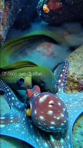 Octopus vs. Moray Eel: An Epic Underwater Battle! 🐙⚔️🐍 #deepsea #wildlife #ocean #shorts