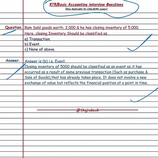 RTR interview question | Accounting interview question | MCQ on transaction & event |