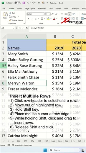 How to Insert Multiple Rows in Excel? Detail Explanation Version - Excel Tips and Tricks #shorts