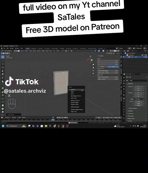 Let's model a 3D window in Blender free 3D model part 3 New YT video is out! This time we will learn how to model a 3D window in Blender 😄 Free 3D model on my Patreon SaTales #3dmodel #b3d #blendertutorial #3dmodeling #blender3d #archviz #3d