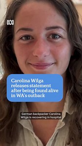 The German backpacker who was found alive in Western Australia’s unforgiving outback says a car crash and head injury led her to become confused and lost. Carolina Wilga was missing for 11 nights after wandering away from her vehicle. She's revealed details of her ordeal and heaped praise on everyone involved in the search effort. Get the news that matters to you straight from the source. Download the ABC NEWS app: https://ab.co/abcnewsapp #ABCNews #WA #Backpacker #CarolinaWilga | ABC Midwest an