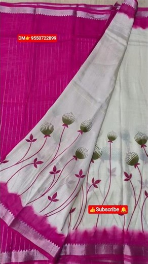 Mangalagiri pattu with colour dye and screen print💕DM for orders👉9550722899