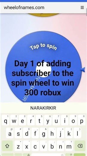 day 1 of adding name into the spin wheel