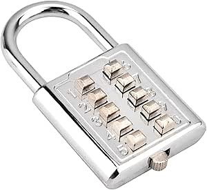 10 Digit Push Button Combination Padlock, Zinc Alloy Cabinet Locker Combo Lock & Blind Bouton Padlock,5 Digit Password Padlock for School Gym Locker, Sports Locker, Fence, Toolbox