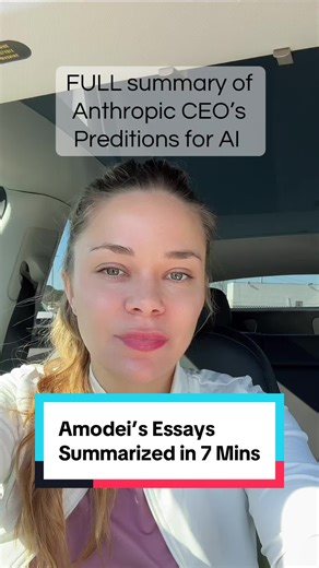 In 7 minutes, I break down two of Dario Amodei’s most important essays, The Adolescence of Technology and Machines of Loving Grace. I walk through his five best case scenarios for AI and his five worst case scenarios, from radical medical breakthroughs and economic abundance to catastrophic misuse and loss of control. If you want a clear, balanced take on where AI could actually take us, this is it. This is Ava, your friend doing the AI research so you don’t have to. Follow for more.