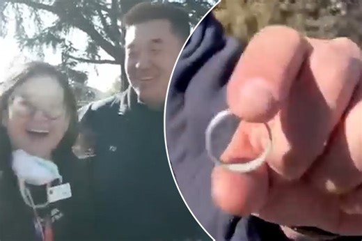 Emotional moment fireman finds wedding ring in rubble against all odds