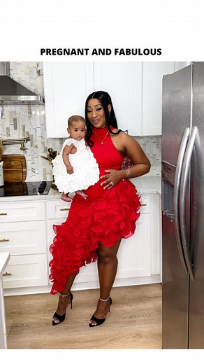 37K views · 1K reactions | Pregnant with baby #9 and the glow is GLOWING!✨ But ummm, can we talk about this dress?! Because baby bump or not, we’re still serving looks!  If you want the deets, comment ‘Red’ in the comments, and I’ll send you the link!  | The Henry Family | Facebook