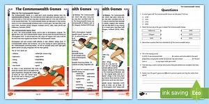 UKS2 Commonwealth Games Reading Comprehension Activity