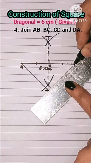 Construction of Square when diagonal is given #shorts #square #construction #diagonal #ytshorts
