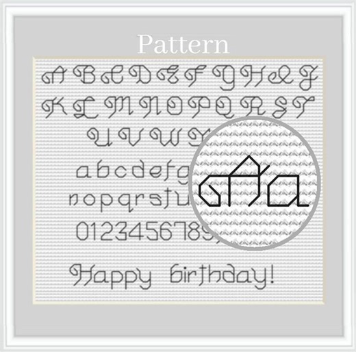 Backstitch Alphabet Cross Stitch Pattern With Small Letters and Numbers - Etsy