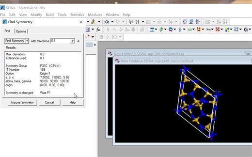 Material Studio 找空间群