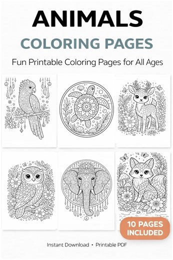 Animal Coloring Pages Printable pictures Animal Coloring Sheets – Instant Digital Download PDF