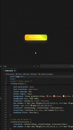 Stylish 'FOLLOW Button Hover Effect |HTML & CSS Animation #webdevelopment #shorts
