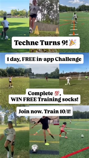 Techne Futbol Training App on Instagram: "FREE for everyone! Even if you have an expired Techne account. TAG your friends or teammates who might want free Techne socks! 🤩 #soccer #futbol #pro #training #techne #goals #challenge #free #skills #join #app"