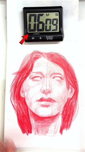 25-Minute Portrait Challenge | Red Pencil ⏱️🔥 #shorts #sketch