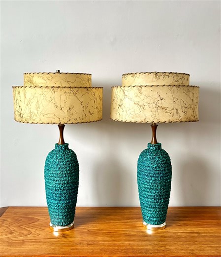 PAIR MCM Fibreglass Tiered Lamp Shades (medium Sized 12 Inch Tall) C. 1950s. - Etsy UK