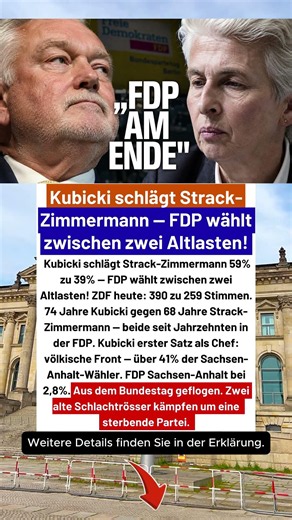 74 gegen 68 Jahre — FDP wählt Kubicki — erste Rede beleidigt AfD-Wähler!