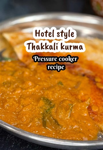 Hotel-style Thakkali Kurma in just 2 whistles! 🍅🔥 Perfect for idli, dosa, chapati, poori, idiyappam, parotta — aromatic and super easy. This pressure cooker version is fuss-free, and your kitchen will smell like a restaurant 😍✨ Short recipe is pinned in the comments. Want the detailed written recipe in your DM? Drop a 👍 #thakkalikurma #kurma #easyrecipes Hotel-Style Thakkali Kurma (2 Whistles) Ingredients To Soak 1/2 tsp poppy seeds 4 cashews Hot water To Grind Soaked poppy seeds and cashews
