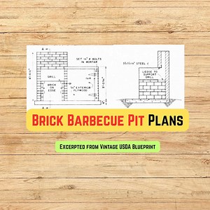 Brick Barbecue Pit Plans (PDF File Instant Download, 1-page Blueprint, From Vintage USDA Plan) - Etsy