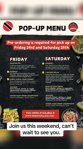 ‼️ Pop-up ALERT ‼️ | Pimento Palace Catering Services, LLC