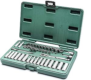 SATA 43-Piece 1/4-Inch Drive SAE and Metric Socket Set, Standard and Deep Sizes, with Ratchet and Other Accessories - ST09007U