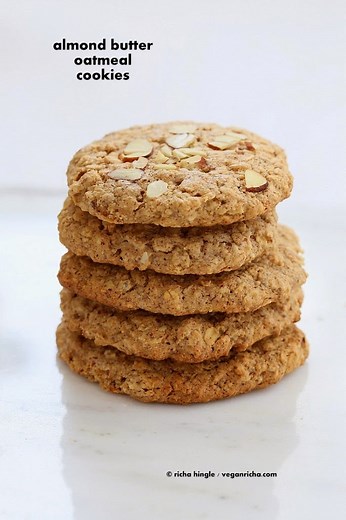 Almond Butter Oatmeal Breakfast Cookies. Vegan Gluten-free Oil-free Recipe - Vegan Richa