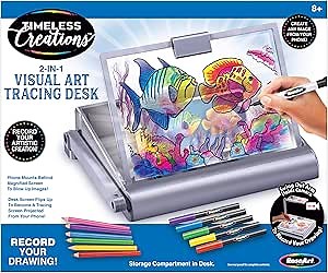 CRA-Z-Art Timeless Creations 2-in-1 Visual Art Designer, Tracing Desk, Light Box Drawing Set with Phone Holder to Record and Post Drawing Videos, Great for Ages 8 and up