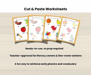 Cut Paste Alphabet Worksheets Preschool Letter Recognition Activities Fine Motor Skills & Phonics Printable A–Z - Etsy UK