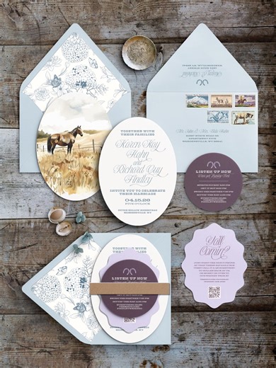 Rustic Elegant Equestrian Wedding Invitation Suite | Printed Semi-custom - Etsy