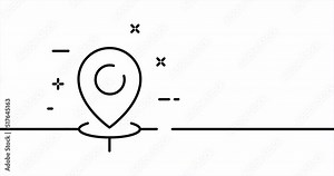 Map pointer. Place, destination, distance, gps navigation, location, navigate. Geolocation concept. One line drawing animation. Motion design. Animated technology logo. Video 4K
