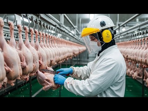 Modern Chicken Meat Processing Factory (Full Process)