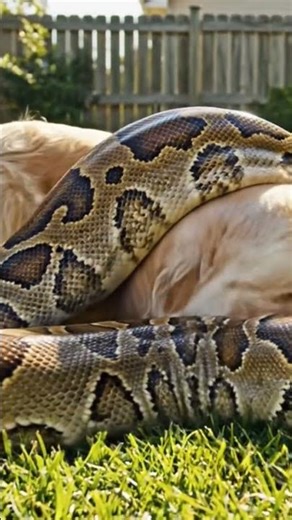Python attacks golden retriever #dogs #python #trending #shorts #shortsviral #viral #animals #ai